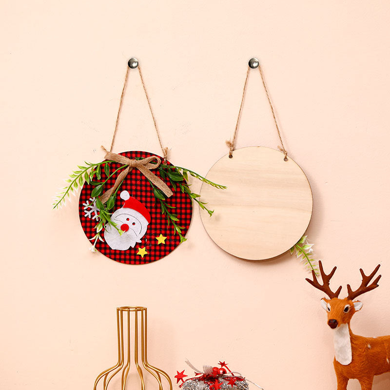 Christmas Wall Decor Sign with Merry Greeting and Greenery Accent | Rustic Round Plaque, Ready to Hang | Four Festive Designs