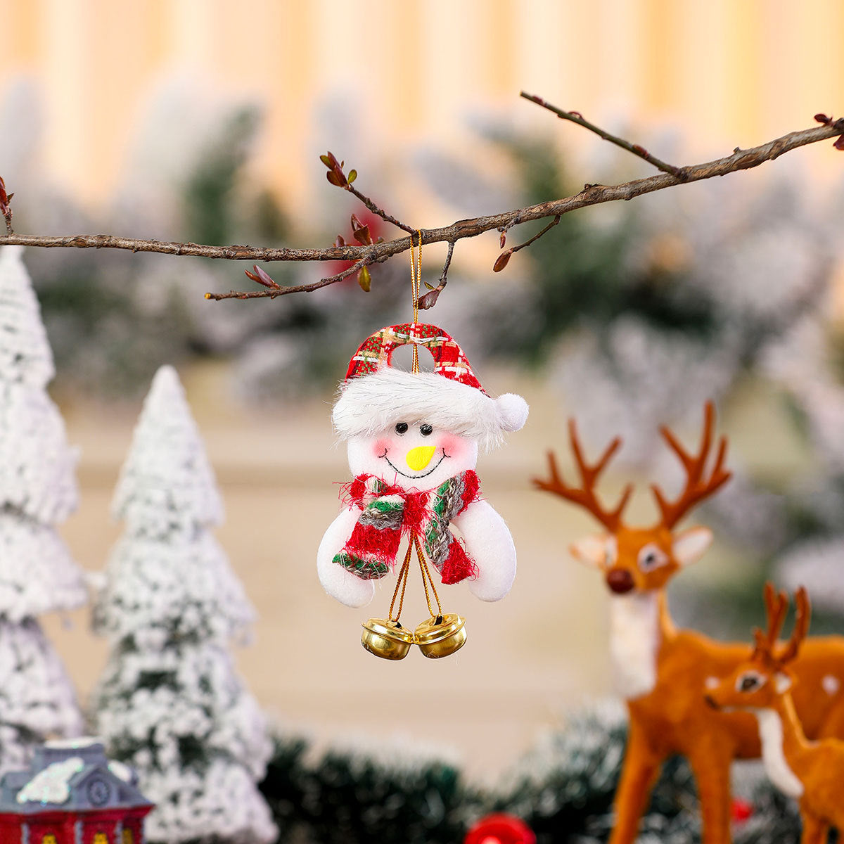 Snowman Christmas Ornaments in Soft Fabric | Classic Scarf and Hat Look | Loop for Trees, Garlands and Table Displays