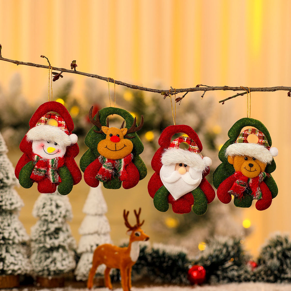 Felt Snowman Ornaments for Christmas Trees | Scarf and Fluffy Hat in Bright Colors | Compact Stocking Stuffer with Loop
