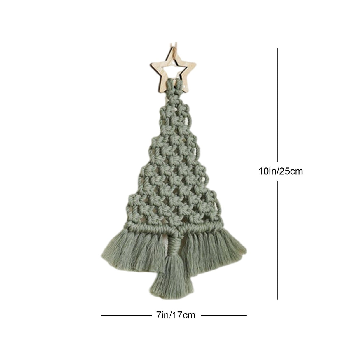 Handmade Macrame Ornament for the Christmas Tree | Boho Xmas Decorations in Ivory or Light Green | Festive Wall Hanging