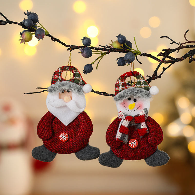 Santa Figurine Ornaments for Christmas Trees | Red Outfit with Plaid Hat and Fluffy Trim | Lightweight Design, Four Styles