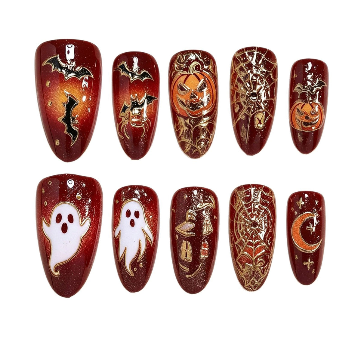 Halloween Press-On Nails | Available in Nude, Boxed | Glue-Free Application in Minutes for Parties and Nights Out