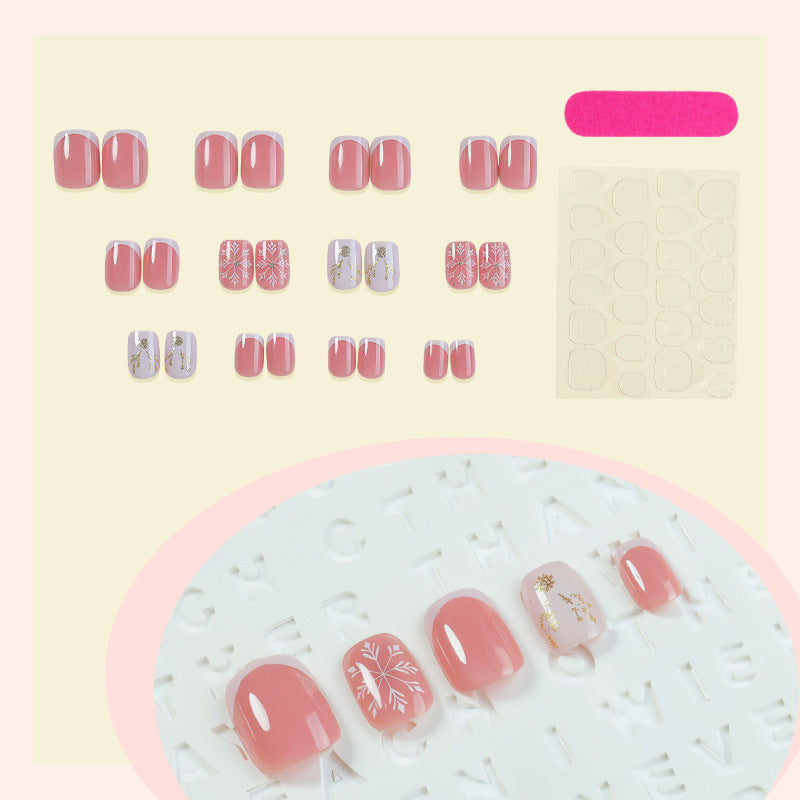 Christmas Fake Nails in Blue with Festive Motifs | Press On Nail Set in Several Designs | Xmas Manicure for Holiday Dinners