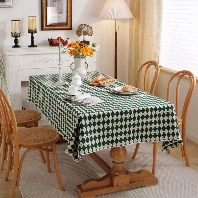Argyle Diamond Tablecloth in Warm Yellow | Spill Resistant and Wrinkle Free Fabric | 55 x 55 in