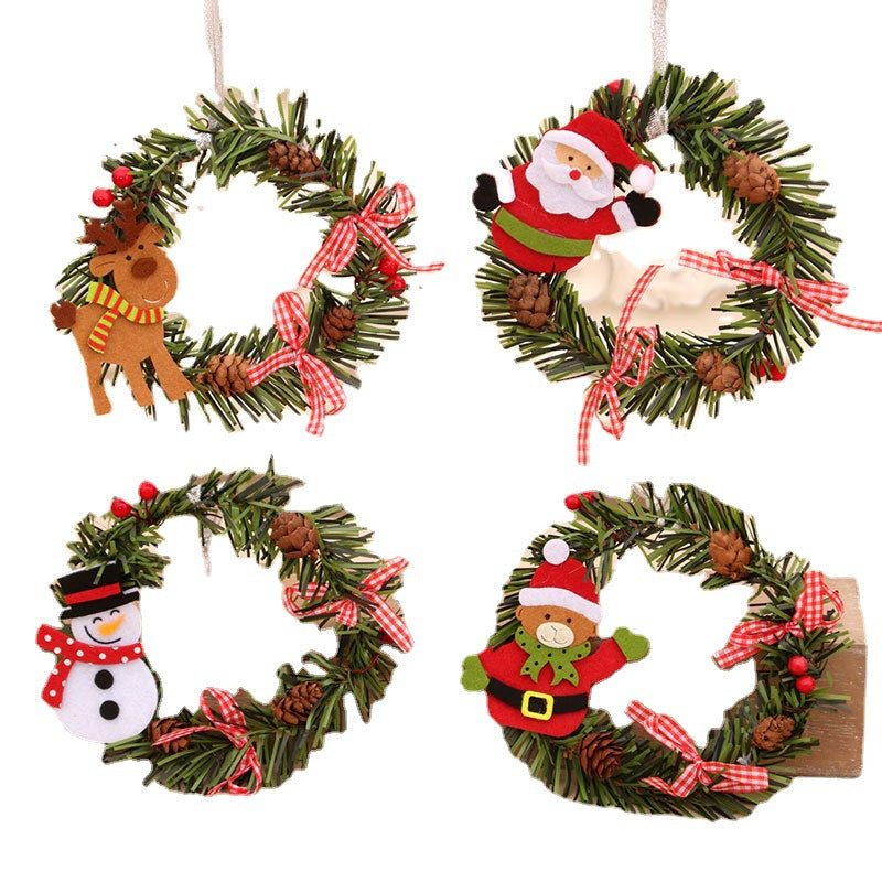 Christmas Wreath with a Snowman and Pinecone Trim | Artificial Foliage Base with a Hanging Loop | 4 Designs for Door or Table