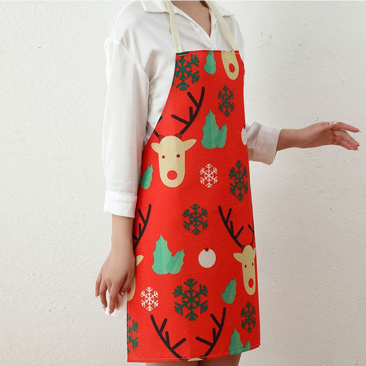 Xmas Aprons with a Santa Face and Belt Buckle Print | Adjustable Neck Strap and Long Waist Ties | Wipe-Clean Fabric, 4 Designs