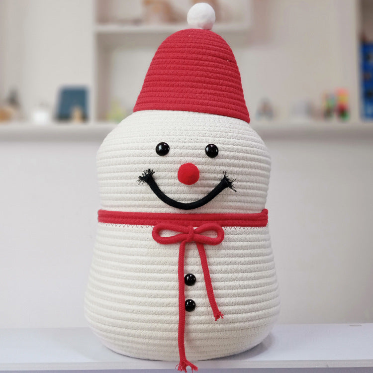 Christmas Storage Basket with Santa Design in Cotton | Handmade Holiday Decor for Toys and Gifts | White or Patterned