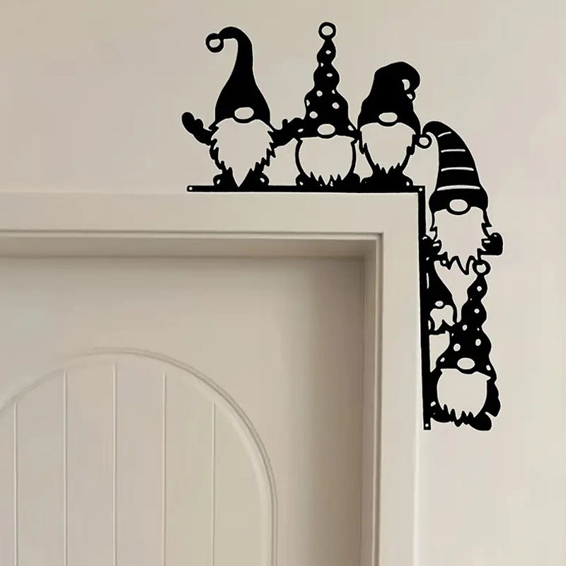 Metal Wall Shelf with Christmas Gnomes | Festive Home Decor for Living Rooms | 20 cm High and 15.5 cm Wide in White