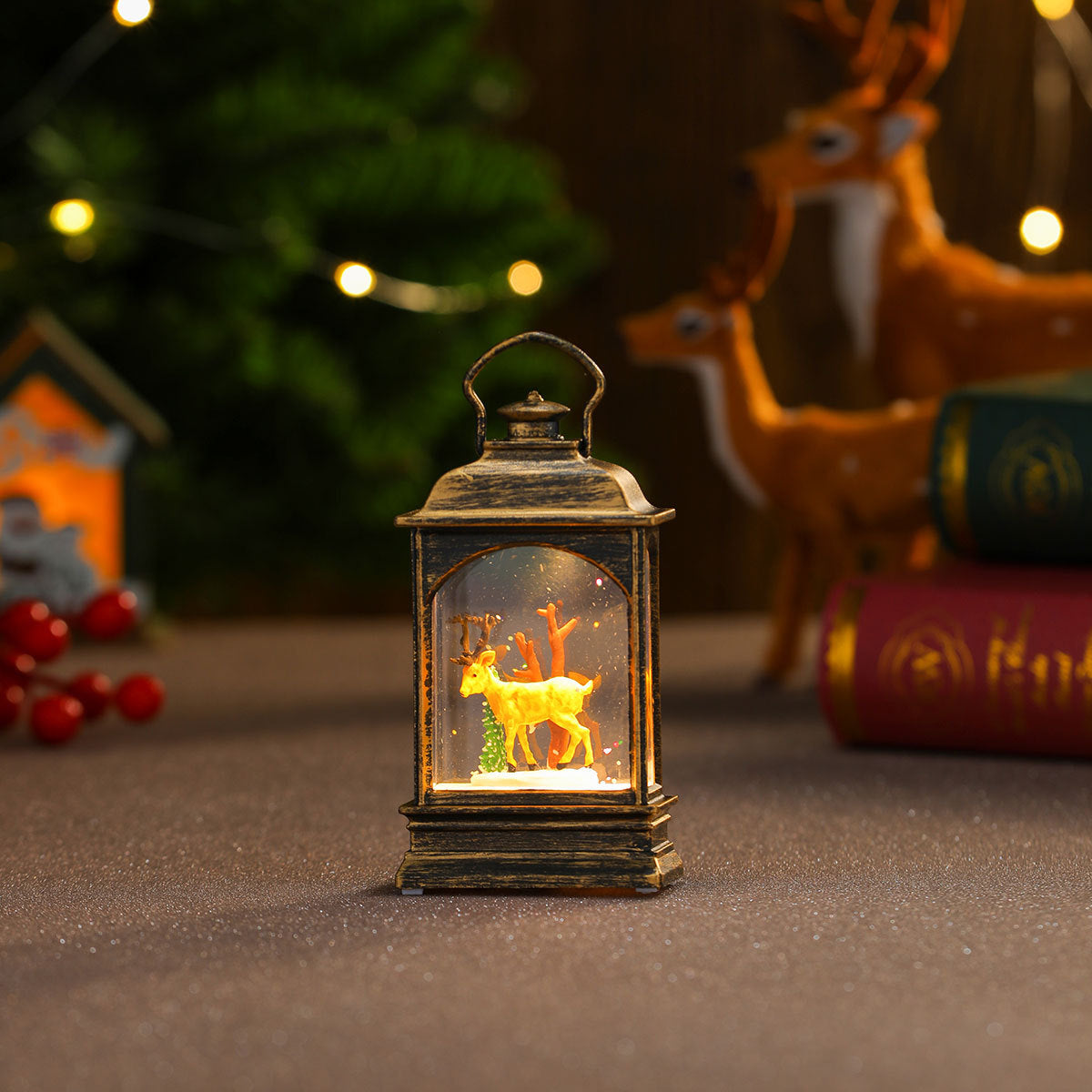 Telephone Box Christmas Decorations with a Snowman Scene | Battery Powered Lantern for Indoor or Outdoor Use | Warm Snowy Glow