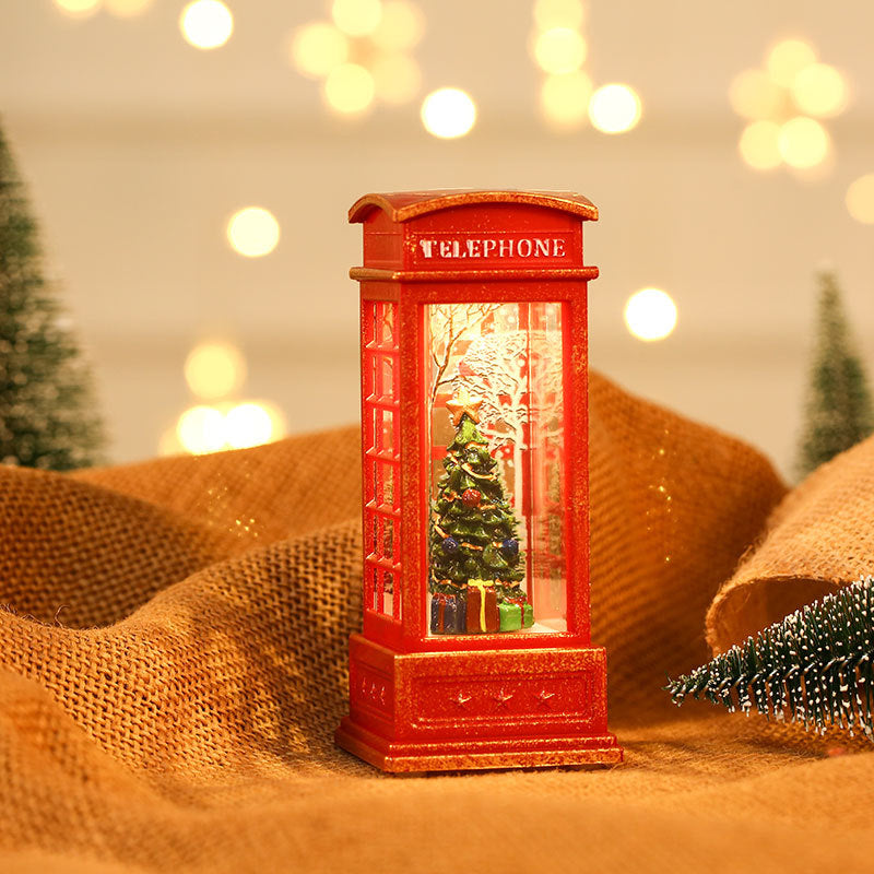 Snowman in a Red Telephone Box Figurine | Tabletop Christmas Decorations for Mantel Display | Lightweight, Easy to Move