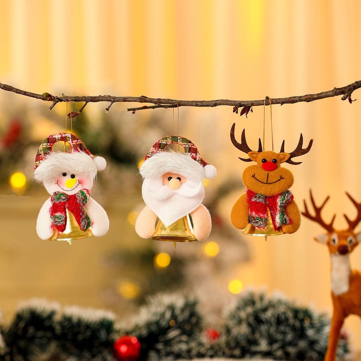 Soft Fabric Snowman Christmas Ornaments | Lively Scarf and Hat Design | Hangs from Any Branch or Hook in Four Styles