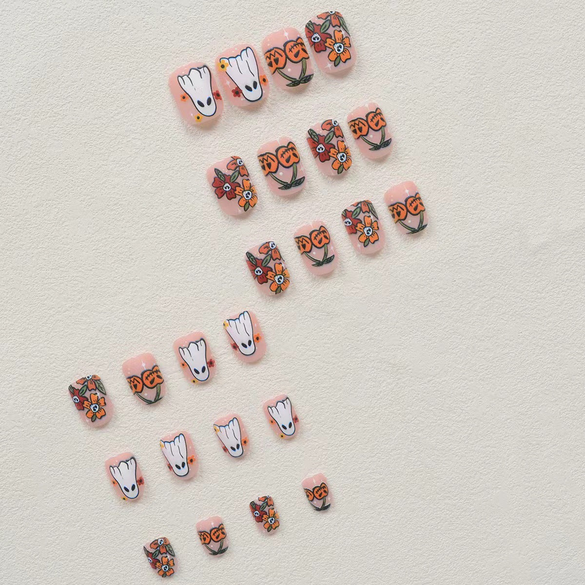 Halloween Press-On Nails | Available in Transparent, Yellow | Glue-Free Application in Minutes for Parties and Nights Out