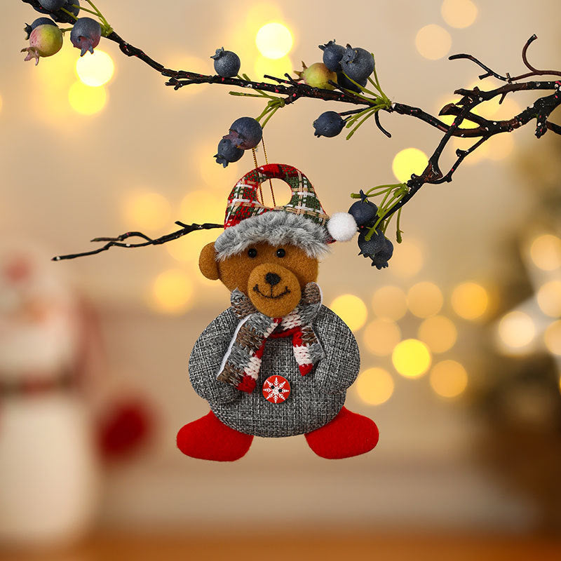 Santa Figurine Ornaments for Christmas Trees | Red Outfit with Plaid Hat and Fluffy Trim | Lightweight Design, Four Styles