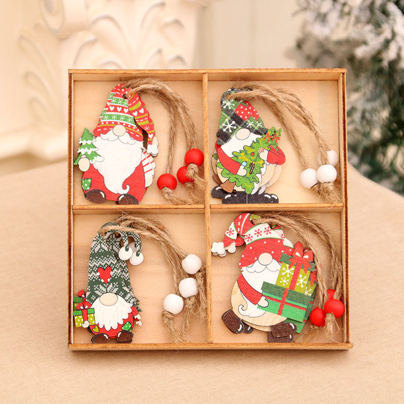 Gnome Christmas Ornaments Set with String Included | Hang on Trees, Wreaths or Gift Tags | Lightweight Wooden Decorations