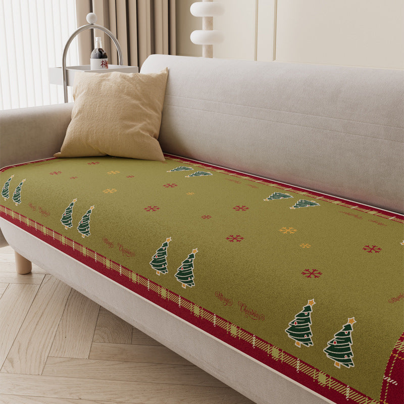 Quilted Sofa Seat Protector with Christmas Tree Print | Non-Slip Backing and Padded Top | Festive Decorations in 24 Sizes