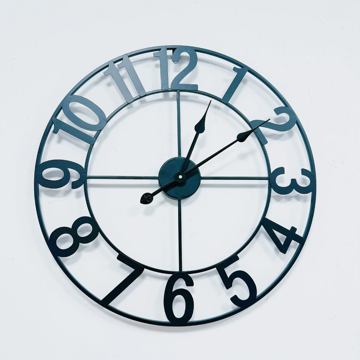 Open Frame Metal Wall Clock with Cutout Numerals | Silent Quartz Movement for Living Room and Office | 3 Diameters