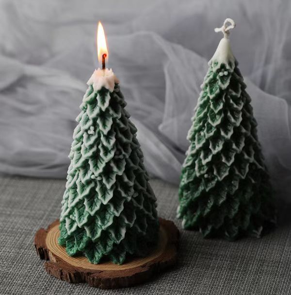 Bubble Christmas Tree Candle with Star Top | Hand Poured Wax, Cotton Wick | Holiday Centerpieces for Mantel and Tabletop