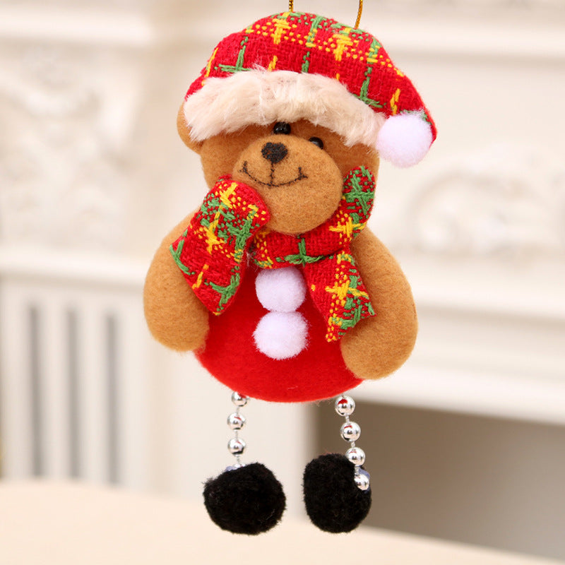 Hanging Santa Ornaments in Durable Felt | Bright Red Outfit with a Plaid Hat | Compact Christmas Decorations with a Loop