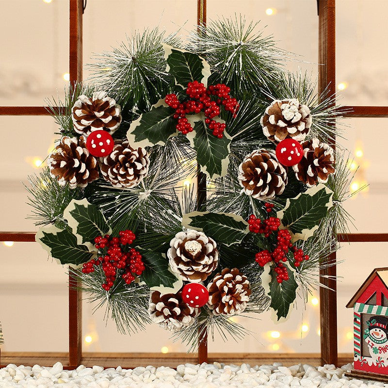 Christmas Wreath in Jute with Pinecones and Artificial Berries | Bow Detail and a Sturdy Hanging Loop | 5 Styles