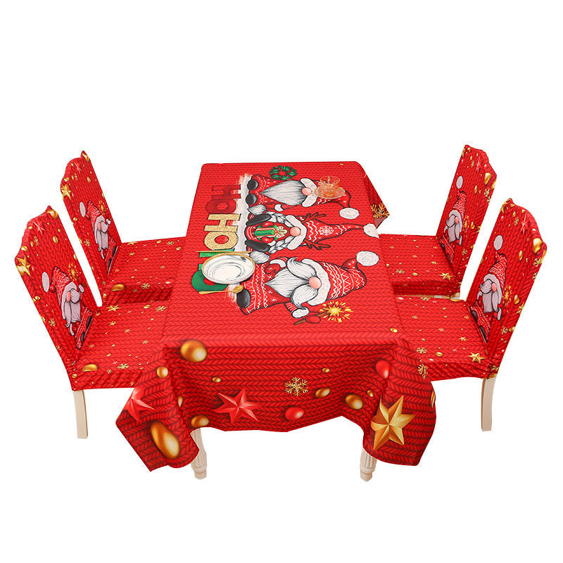 Christmas Tablecloth with Santa Figures and Festive Lettering | Stain-Resistant Fabric, Wipe or Machine Wash | 7 Designs