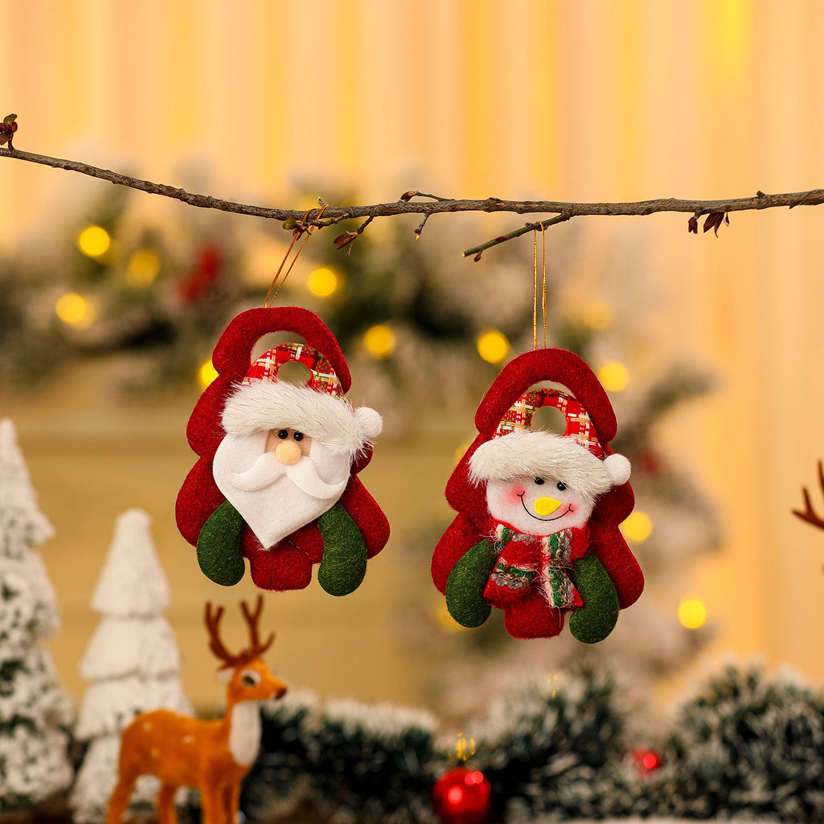 Felt Snowman Ornaments for Christmas Trees | Scarf and Fluffy Hat in Bright Colors | Compact Stocking Stuffer with Loop