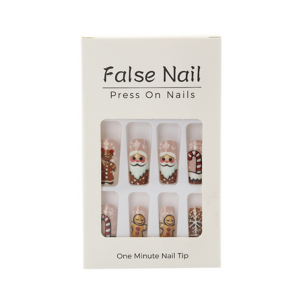 Festive Nails with Cute Christmas Motifs | Fake Nail Set in White with Double Sided Adhesive | Xmas Manicure for Parties