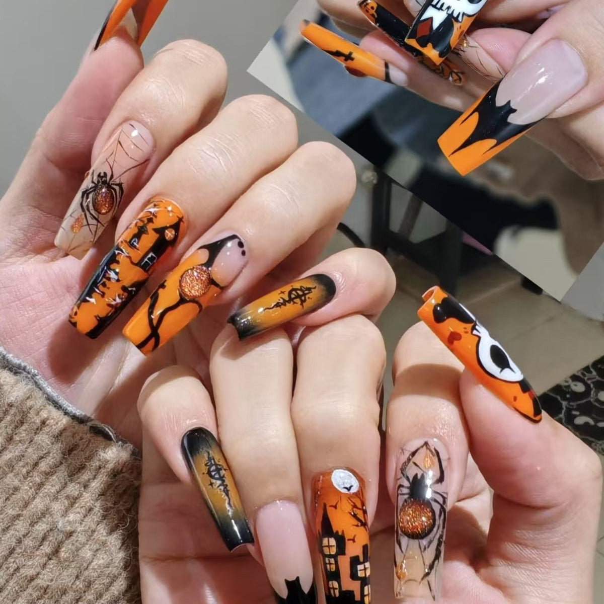Halloween Glitter Press-On Nails | Available in Unknown | Glue-Free Application in Minutes for Parties and Nights Out