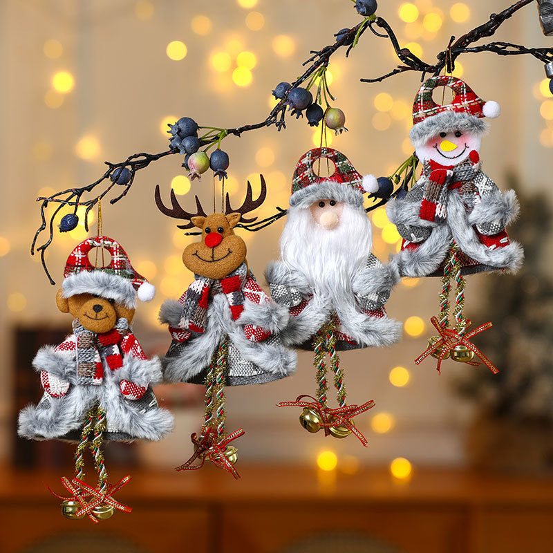 Plush Santa Figurine with Patchwork Details | Fluffy Beard and Soft Fabric Body | Christmas Decorations for Shelf or Mantel