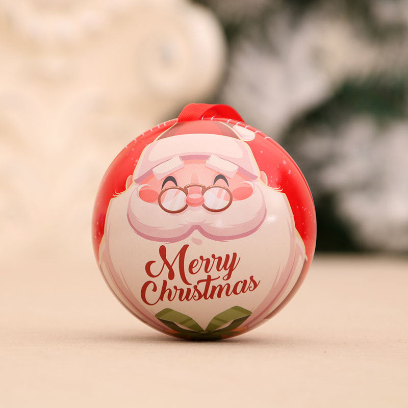 Christmas Ornaments with Santa and Reindeer Illustration | Round Ball Shape with Ribbon Hanger | Four Colorways for Tree Display