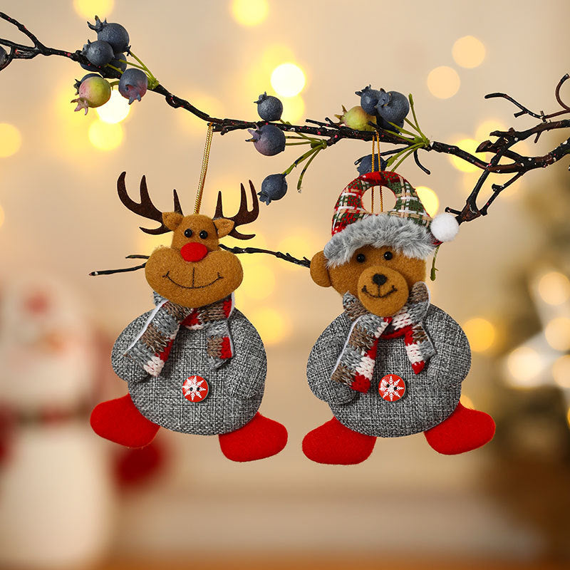 Santa Figurine Ornaments for Christmas Trees | Red Outfit with Plaid Hat and Fluffy Trim | Lightweight Design, Four Styles