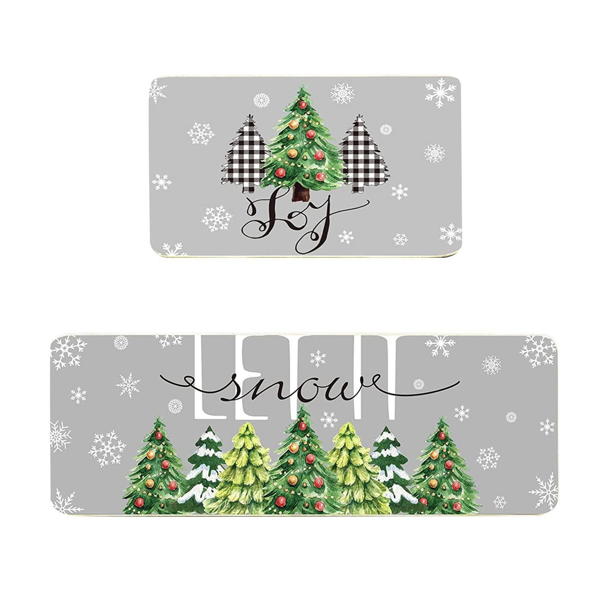 Christmas Door Mat with Snowmen, Gnomes and Holiday Sayings | Red and Turquoise Festive Rug | Several Sizes Available