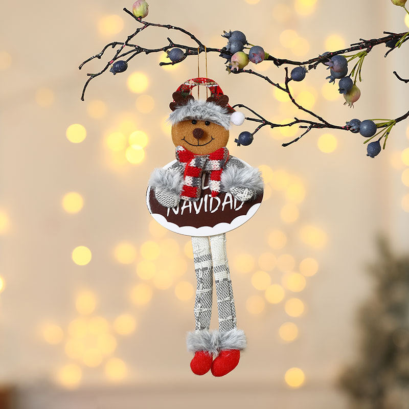 Hanging Snowman Figure in Fabric and Felt | Long Dangling Legs and a Cozy Hat | Shelf and Christmas Tree Decorations