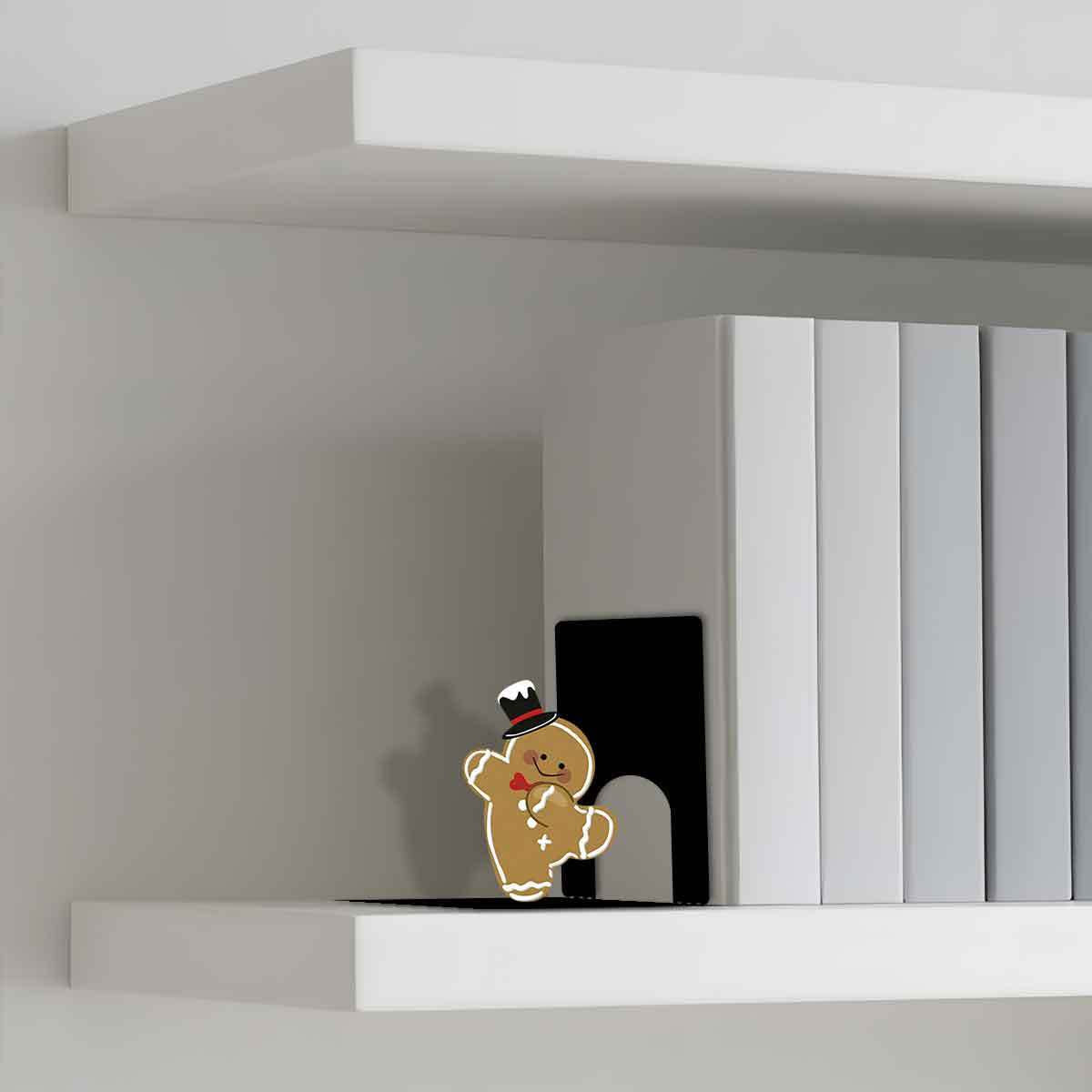 Gingerbread Bookends for Shelves and Desks | Festive Christmas Decor with Cheerful Figures | Xmas Decorations Indoor