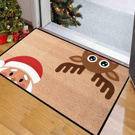 Christmas Welcome Door Mat with Snowman and Tis the Season Print | Non-Slip Backing for Indoor or Outdoor Use | Eight Designs