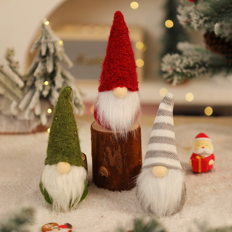 Felt Gnome Christmas Ornament with a Santa Hat | Fluffy White Beard and Hanging Loop | Soft Tree and Wreath Decorations