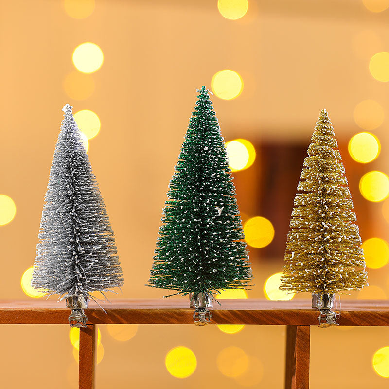 Mini Christmas Tree in Green, Gold or Silver | Snow Tipped Branches with a Lifelike Shape | Fast Setup for Office Desks