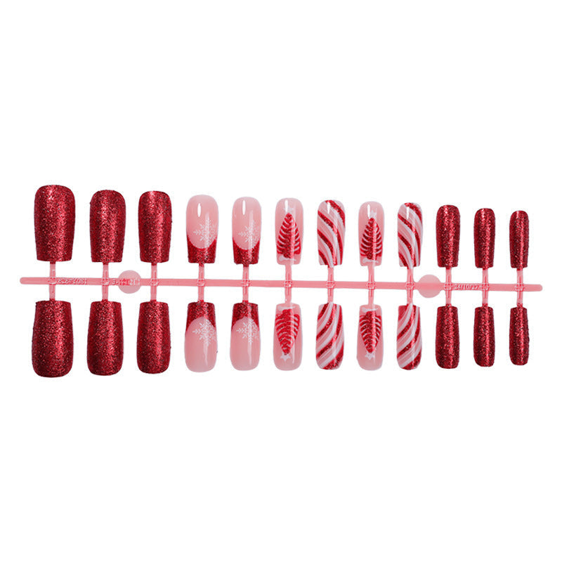 Red and White Glitter Christmas Nails | Press On Nail Art Designs for Winter | Festive Manicure for Home Parties