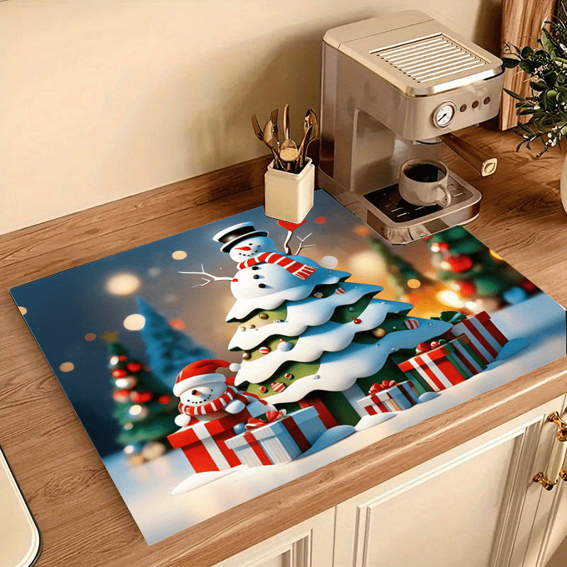 Festive Christmas Kitchen Rug with Holiday Print | Non-Slip Indoor Mat, Easy to Wipe Clean | Seasonal Floor Decor for Sinks