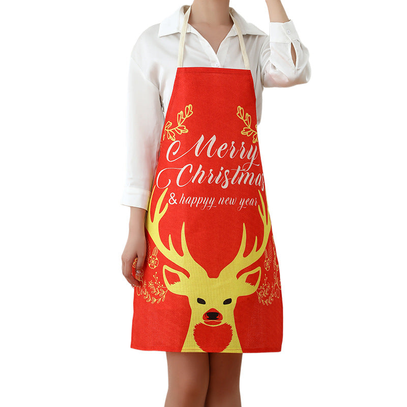 Xmas Aprons with a Santa Face and Belt Buckle Print | Adjustable Neck Strap and Long Waist Ties | Wipe-Clean Fabric, 4 Designs