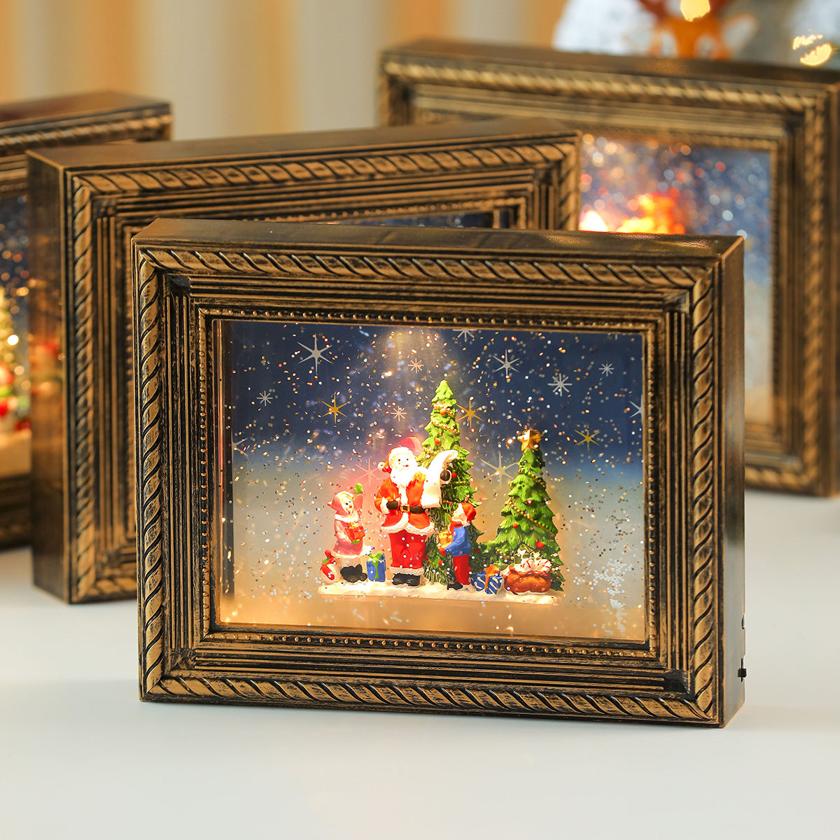 Lighted Picture Frame with a Christmas Village Scene | Snowy Truck and Cottage Designs | Warm Glow for Shelf and Mantel Displays