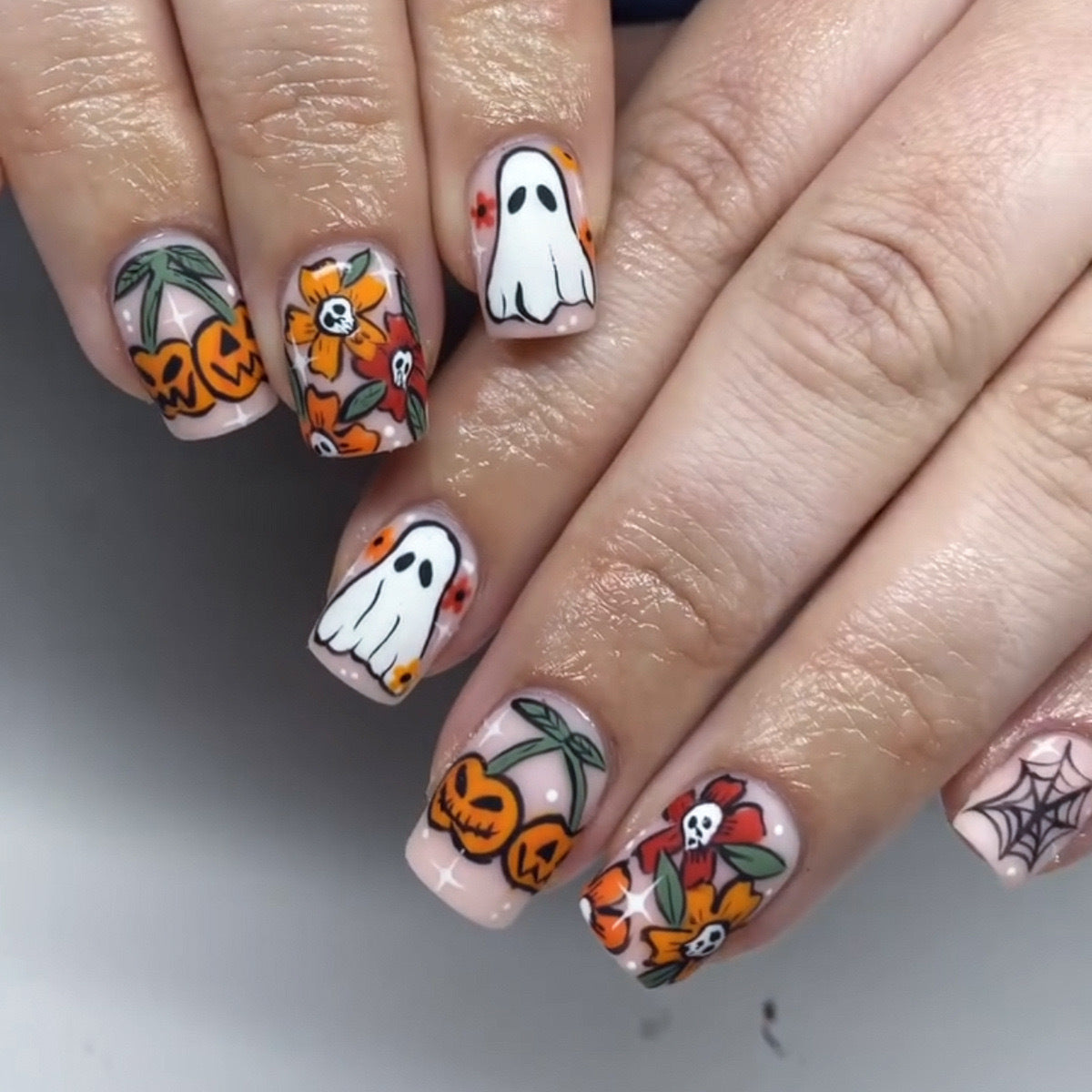 Halloween Press-On Nails | Available in Transparent, Yellow | Glue-Free Application in Minutes for Parties and Nights Out