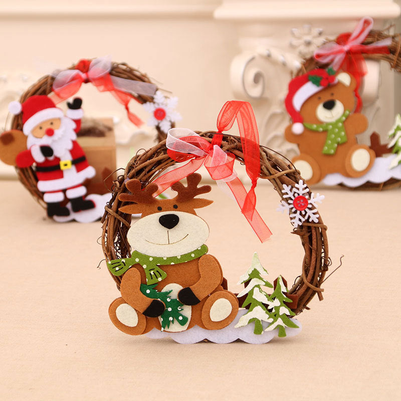 Christmas Wreath with a Felt Snowman on a Natural Twig Ring | Ribbon Hanger for Indoor or Outdoor Use | 4 Character Designs