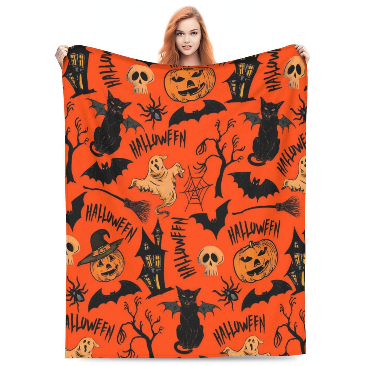 Halloween Throw Blanket | Available in 5 Colors and 3 Sizes | Soft Fleece for Sofas, Beds, and Movie Nights