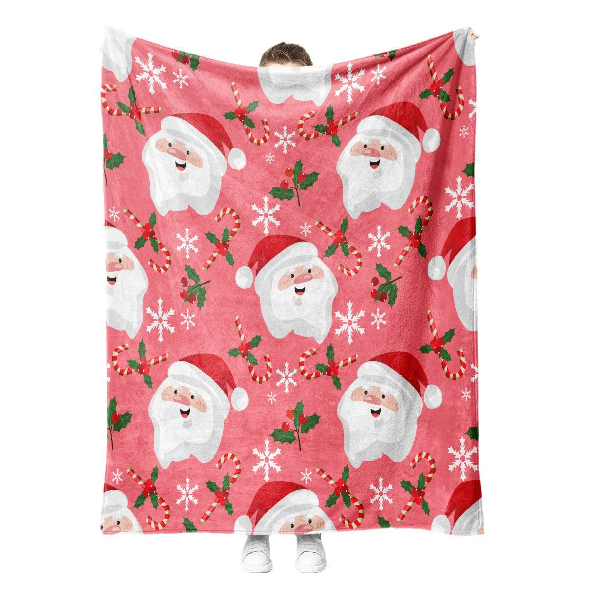 Christmas Blanket with Santa Claus, Reindeer and Snowmen | Ultra-Soft Throw for Couch and Bed | Two Festive Sizes