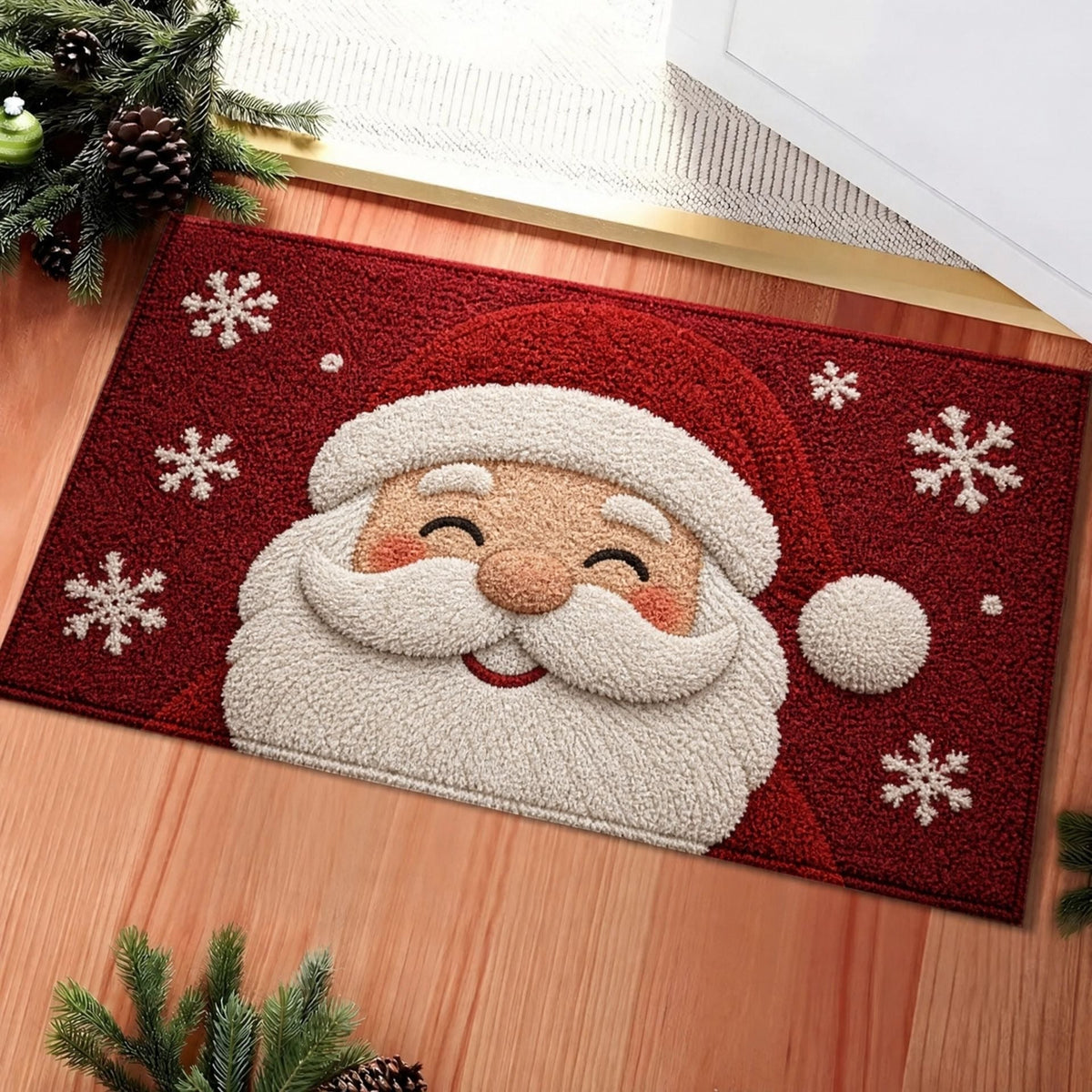 Christmas Door Mat with Santa, Reindeer and Gingerbread Prints | Non-Slip Backing, Weather Resistant Fibers | 4 Sizes