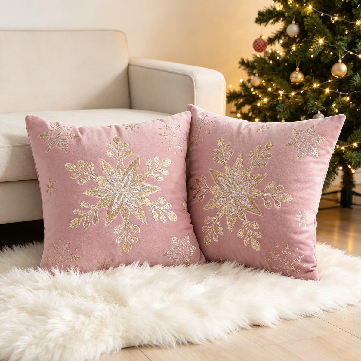 Christmas Living Room Throw Pillow Cover with Deer Silhouette | Removable Case with Discreet Zipper | 42 Designs, 17.72 x 17.72 in