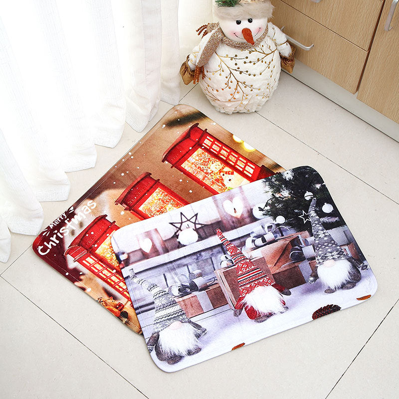 Christmas Mat Set with Soft Pile and Non-Slip Backing | Decorations for Kitchen, Hallway or Entrance | Four Designs in Two Styles