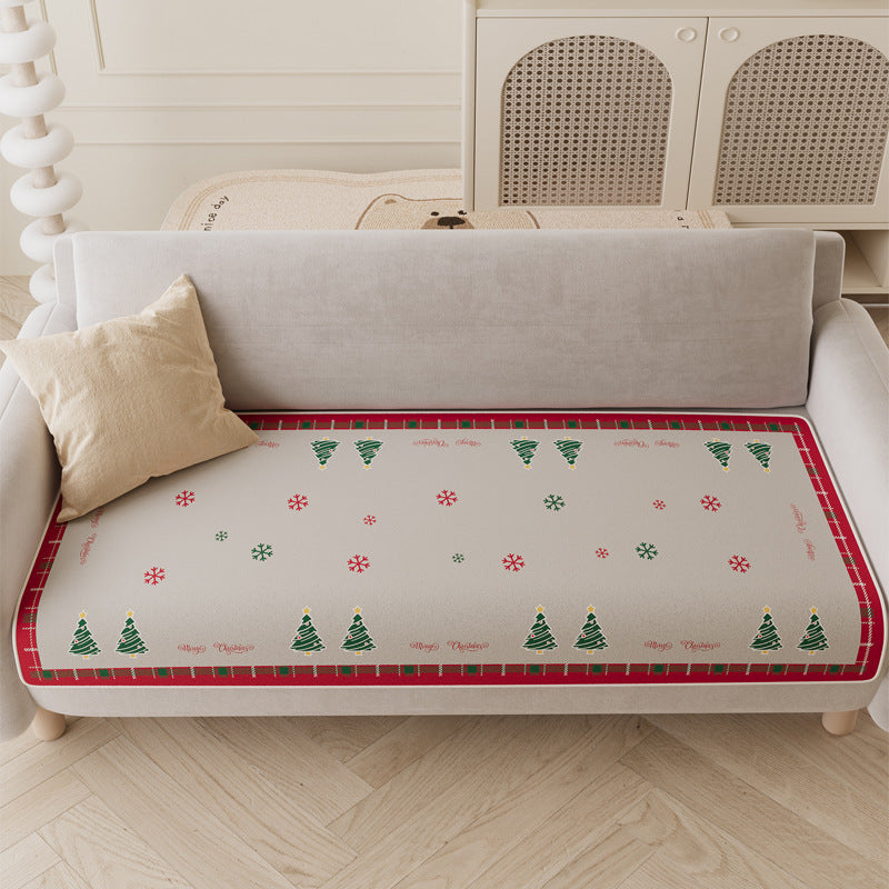 Quilted Sofa Seat Protector with Christmas Tree Print | Non-Slip Backing and Padded Top | Festive Decorations in 24 Sizes