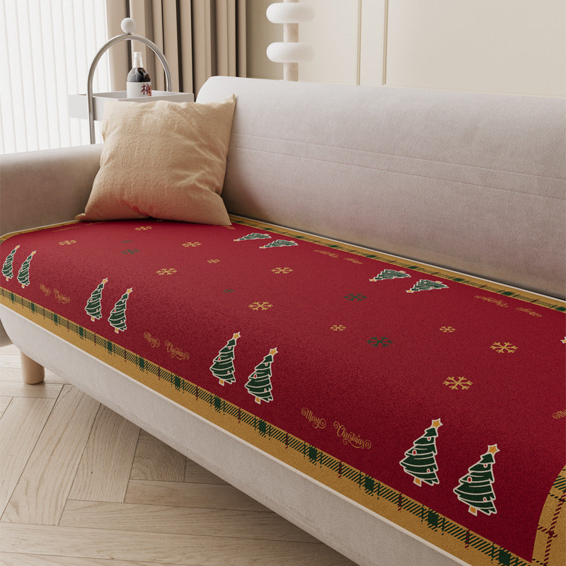 Quilted Sofa Seat Protector with Christmas Tree Print | Non-Slip Backing and Padded Top | Festive Decorations in 24 Sizes