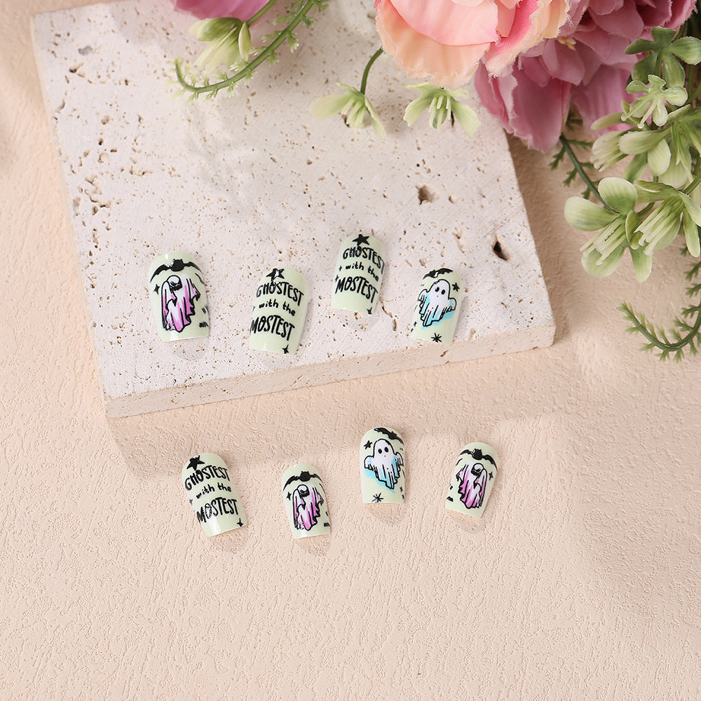 Halloween Press-On Nails | Available in Transparent, White | Glue-Free Application in Minutes for Parties and Nights Out